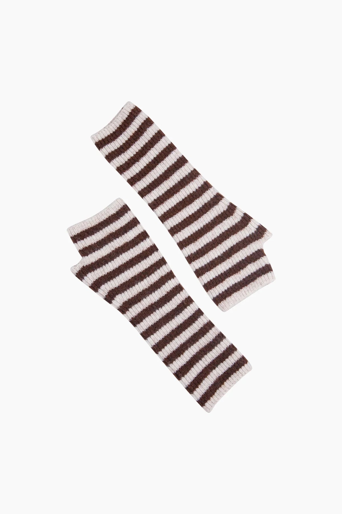 MSH Long Striped Wrist Warmer Cream/Brown - Blue Water Clothing
