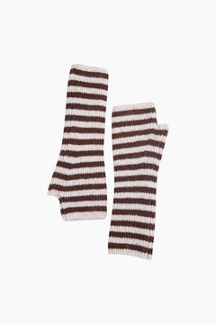 MSH Long Striped Wrist Warmer Cream/Brown - Blue Water Clothing