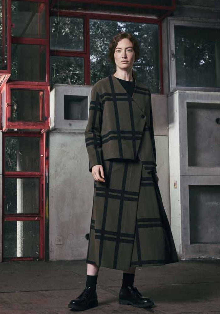 Neirami Asymmetric Jacket Maxi Check