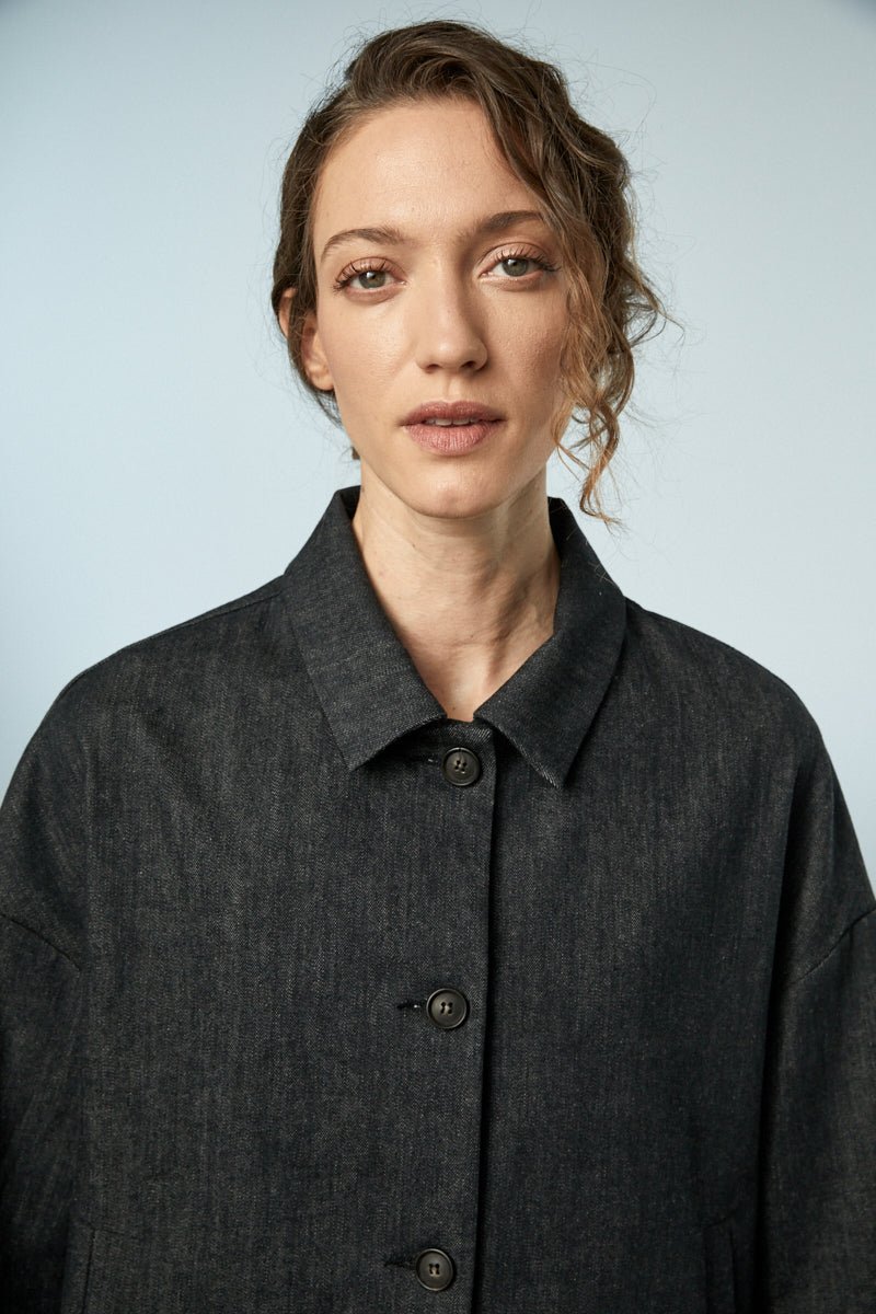 Neirami Boxy Short Denim Jacket Nero - Blue Water Clothing