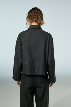 Neirami Boxy Short Denim Jacket Nero - Blue Water Clothing