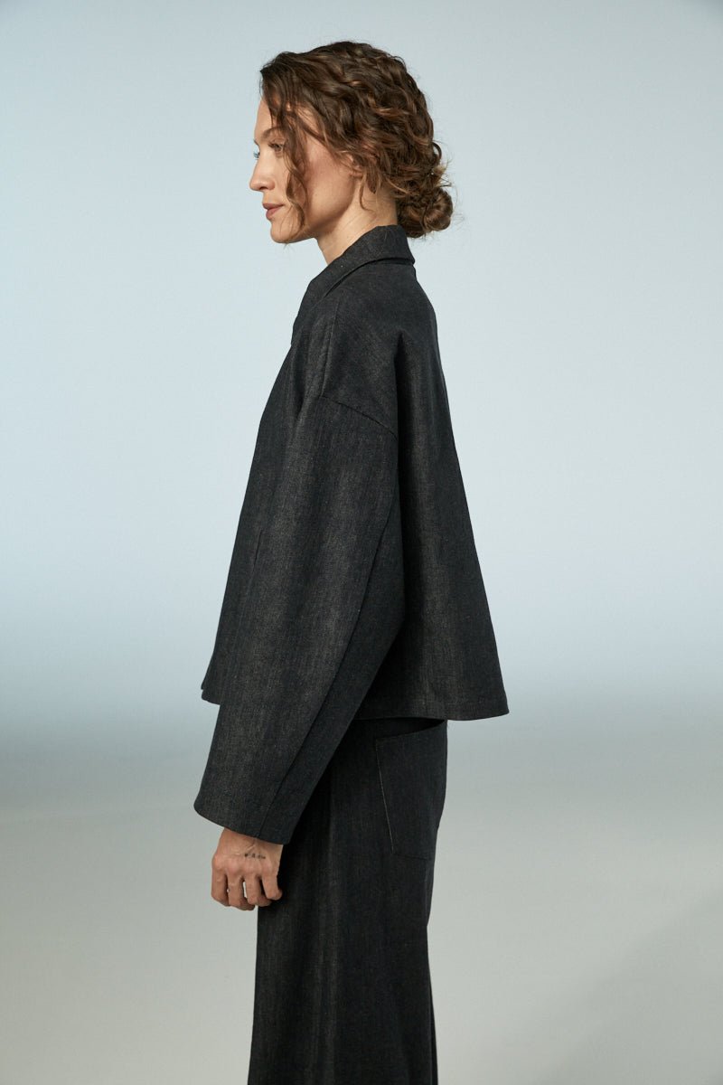 Neirami Boxy Short Denim Jacket Nero - Blue Water Clothing