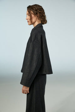 Neirami Boxy Short Denim Jacket Nero - Blue Water Clothing