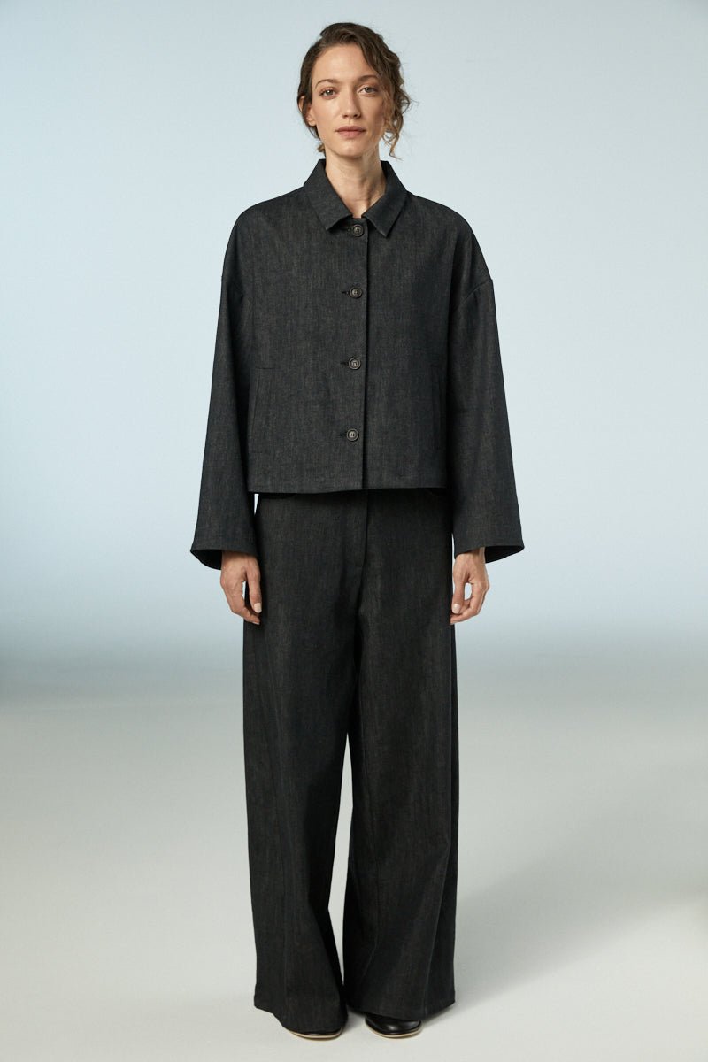 Neirami Boxy Short Denim Jacket Nero - Blue Water Clothing
