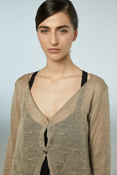 Neirami Top Button Cardigan Beige - Blue Water Clothing