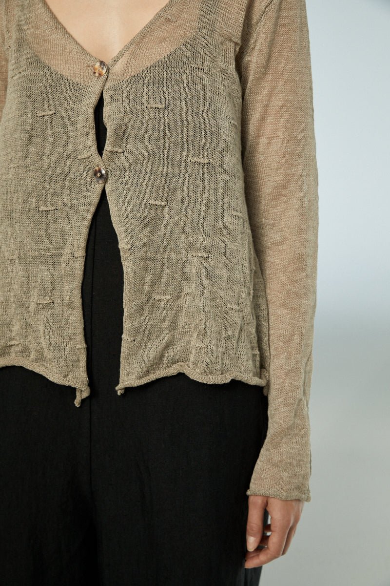 Neirami Top Button Cardigan Beige - Blue Water Clothing