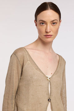 NeiramiNeirami Top Button Cardigan BeigeClothingBeige - Blue Water Clothing