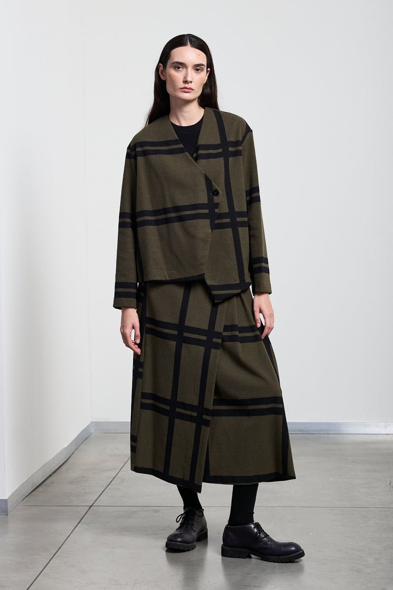 Neirami Asymmetric Jacket Maxi Check