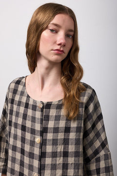 NeiramiNeirami Buttons Blouse Lino CheckTopsLino Check - Blue Water Clothing