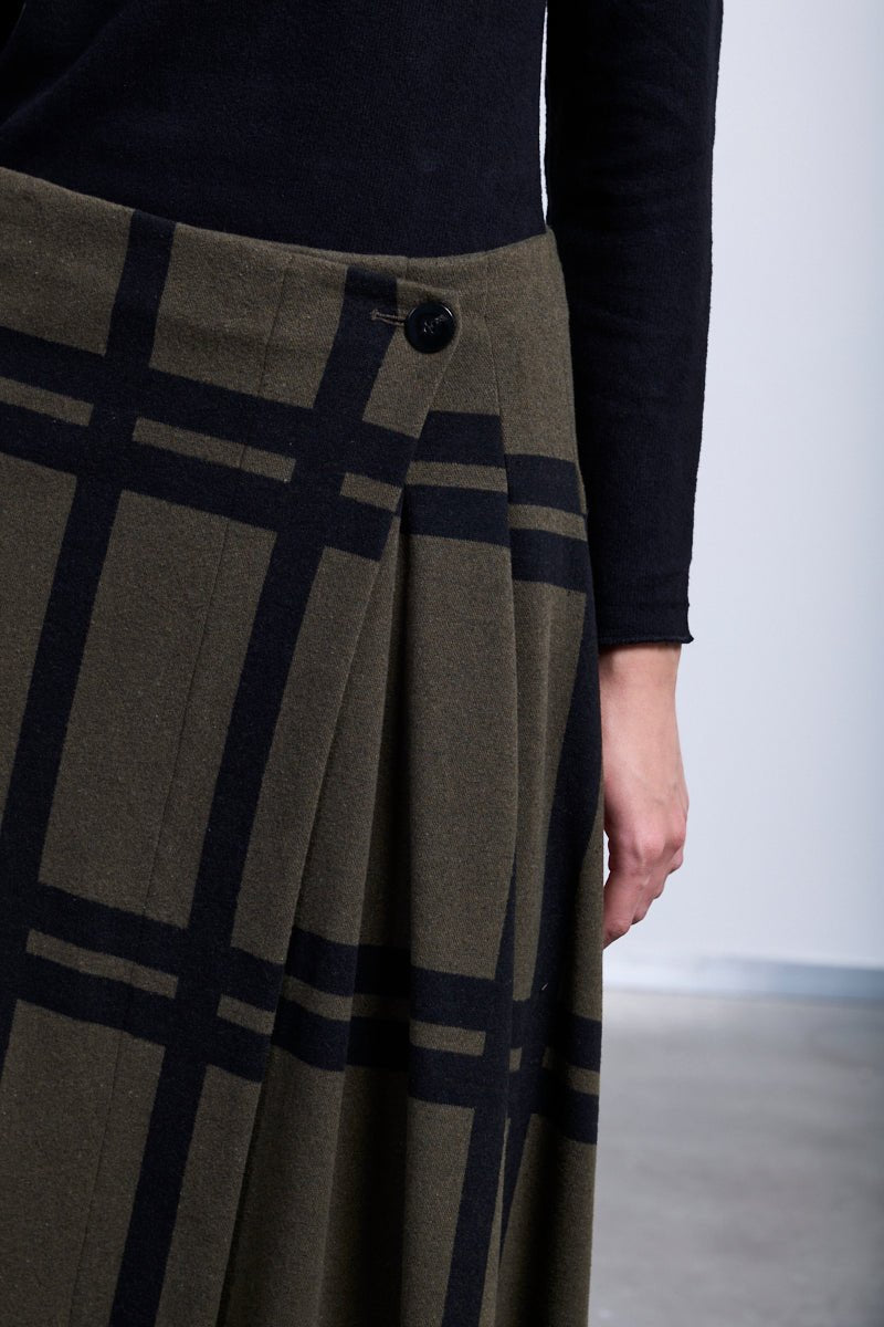 NeiramiNeirami Wrap Around Skirt Maxi CheckBottomsMaxi Check Brush - Blue Water Clothing