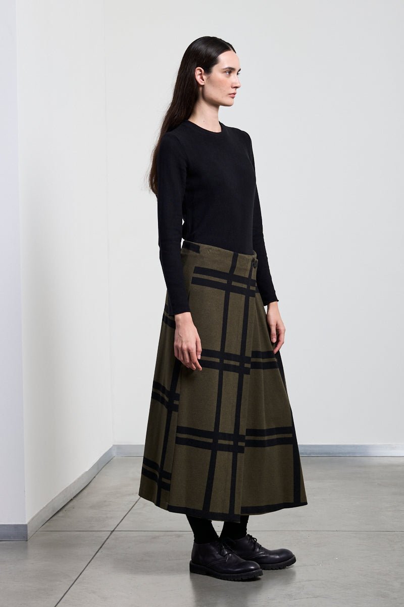 NeiramiNeirami Wrap Around Skirt Maxi CheckBottomsMaxi Check Brush - Blue Water Clothing