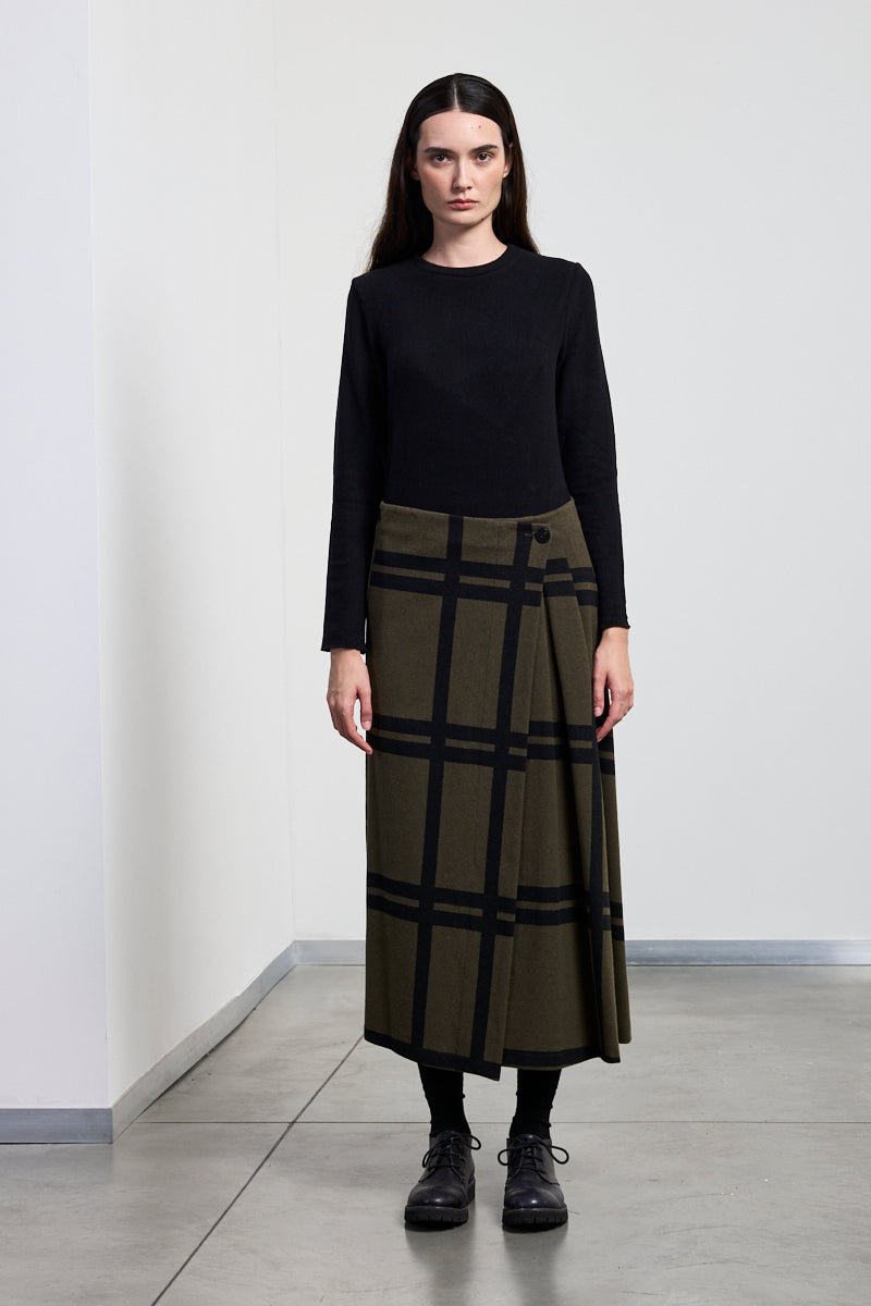 NeiramiNeirami Wrap Around Skirt Maxi CheckBottomsMaxi Check Brush - Blue Water Clothing