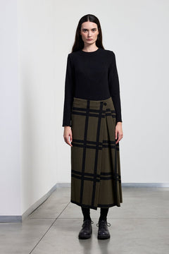 NeiramiNeirami Wrap Around Skirt Maxi CheckBottomsMaxi Check Brush - Blue Water Clothing