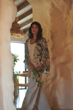 One Hundred Stars Block Taupe Kimono - Blue Water Clothing