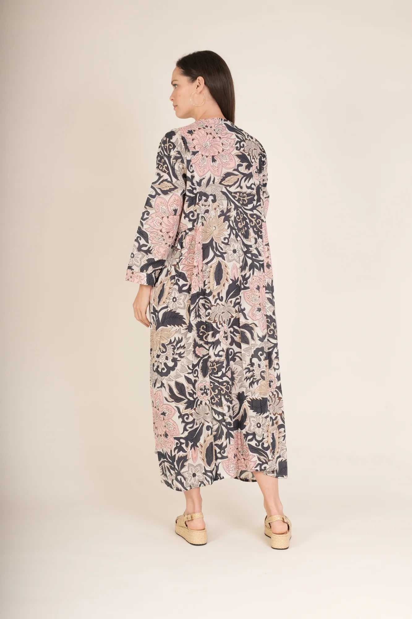 One Hundred Stars Block Taupe Pinch Pleat Dress - Blue Water Clothing