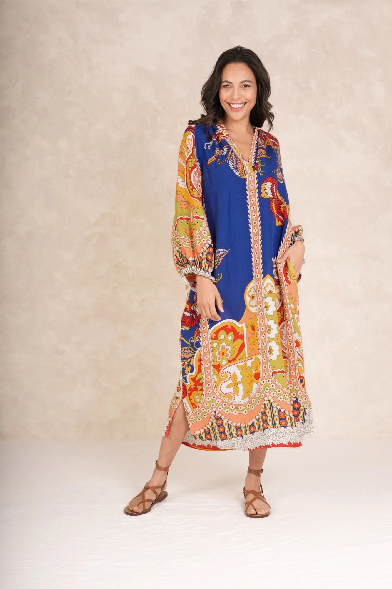 One Hundred Stars Carnival Cobalt Raglan Dress - Blue Water Clothing