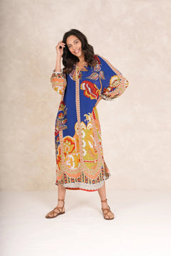 One Hundred Stars Carnival Cobalt Raglan Dress - Blue Water Clothing