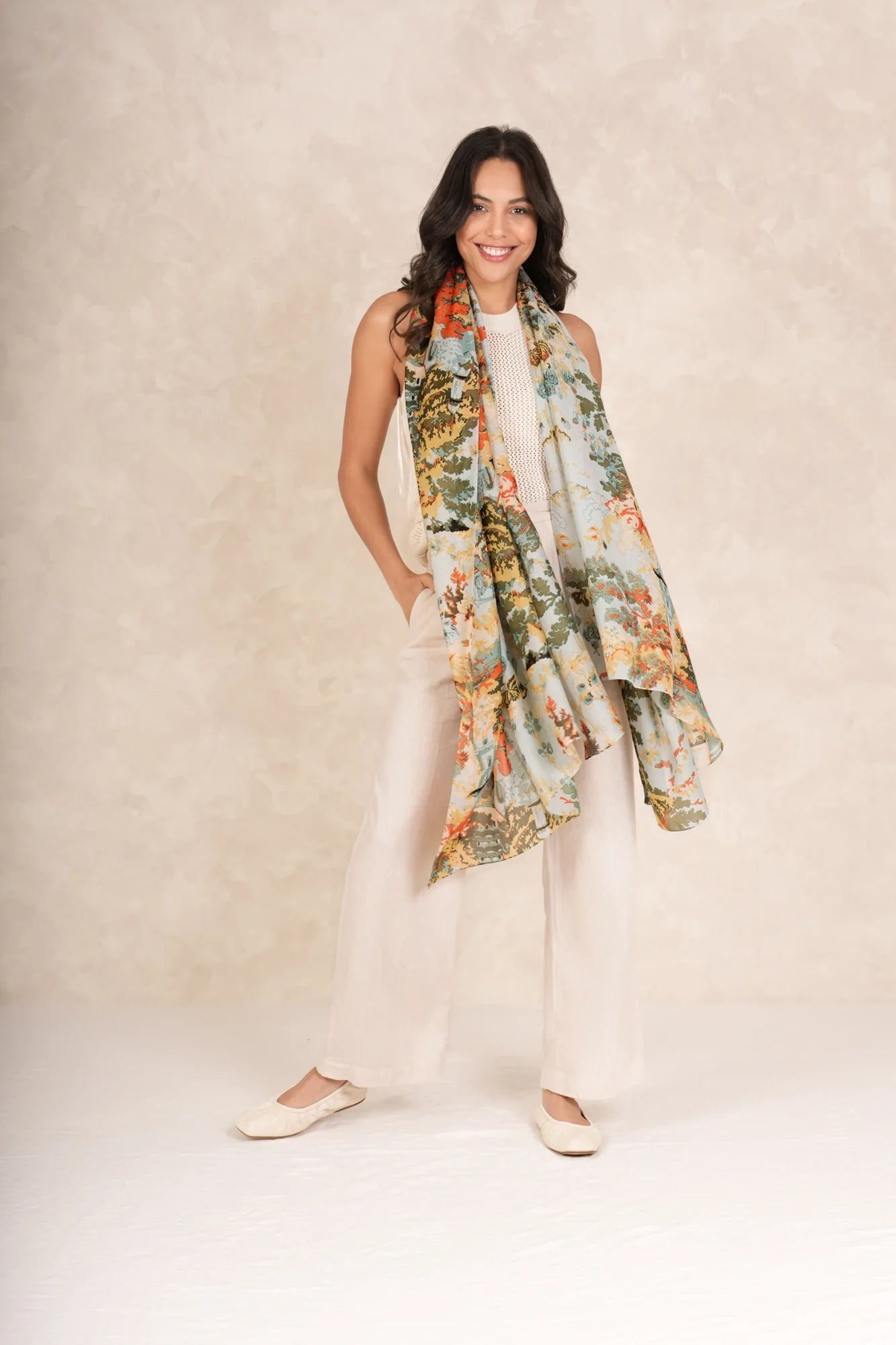 One Hundred Stars China Tree Aqua Scarf - Blue Water Clothing