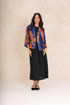 One Hundred Stars Colbalt Crane Kimono - Blue Water Clothing