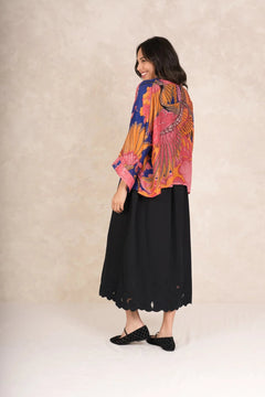 One Hundred Stars Colbalt Crane Kimono - Blue Water Clothing