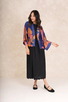One Hundred Stars Colbalt Crane Kimono - Blue Water Clothing