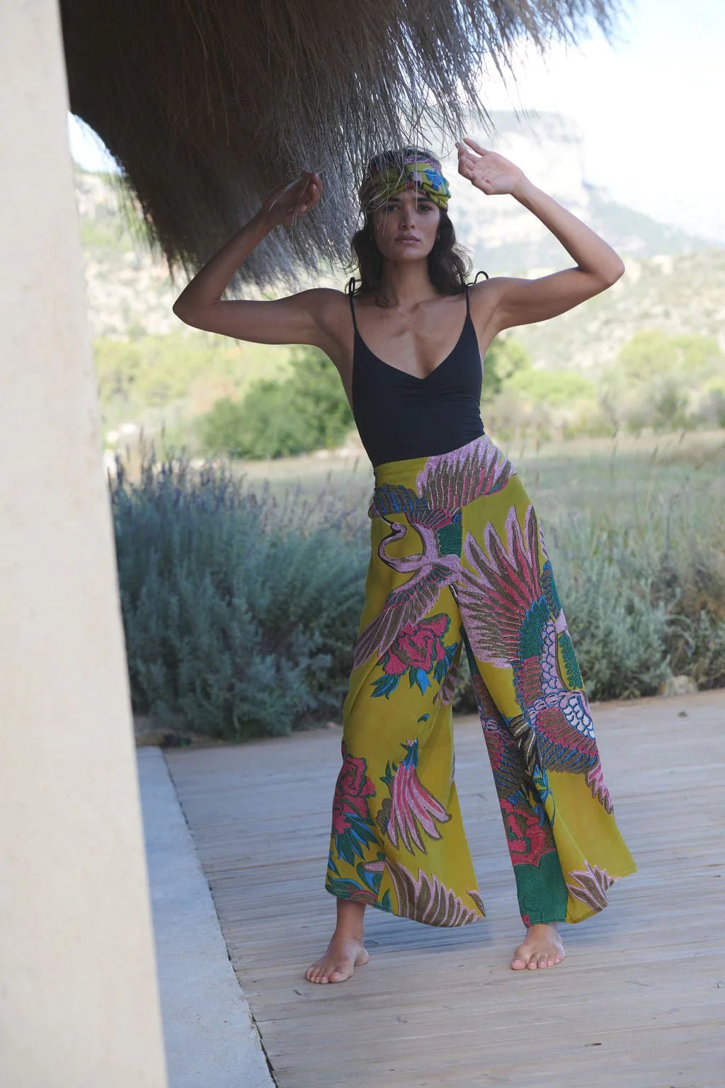 One Hundred Stars Crane Olive Palazzo Pant - Blue Water Clothing