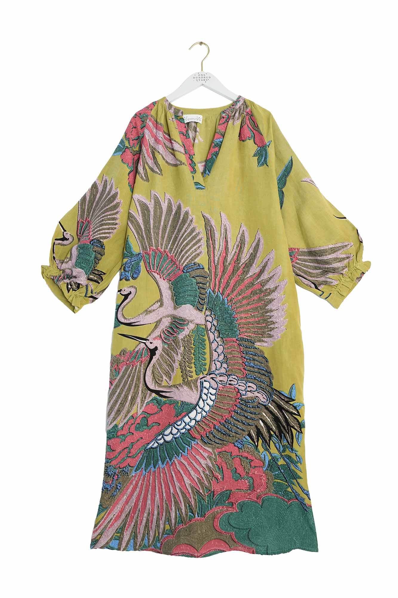 One Hundred Stars Crane Olive Raglan Dress - Blue Water Clothing