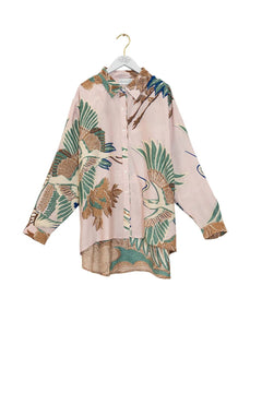 One Hundred StarsOne Hundred Stars Crane Plaster Pink Oversized ShirtClothingPink - Blue Water Clothing