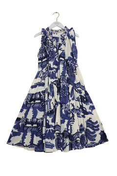 One Hundred Stars Giant Willow Blue Frill Dress - Blue Water Clothing