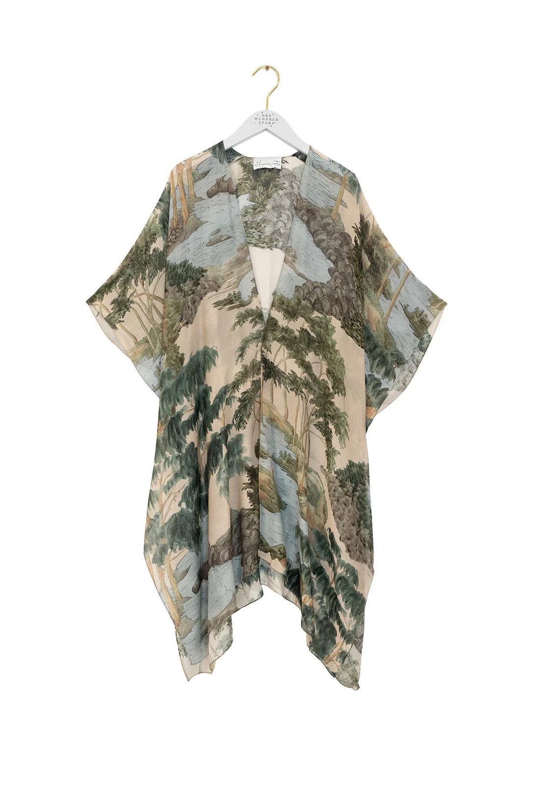 One Hundred StarsOne Hundred Stars Rivers and Trees Natural ThrowoverClothingNatural - Blue Water Clothing