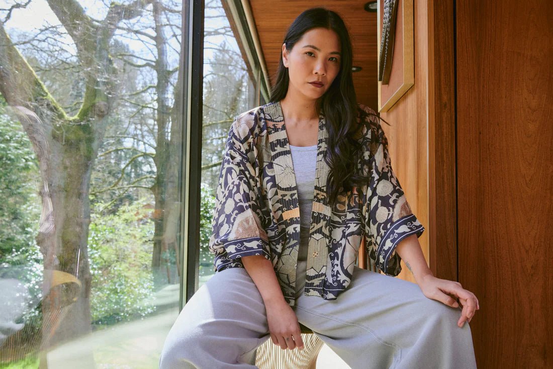 One Hundred StarsOne Hundred Stars Susani Charcoal KimonoClothingCharcoal - Blue Water Clothing
