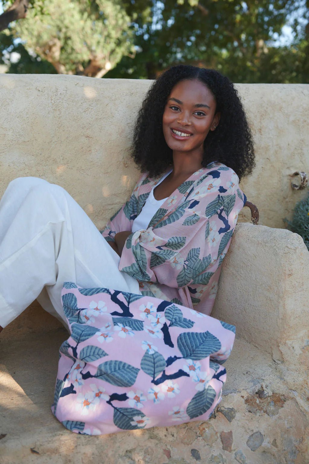 One Hundred Stars Tree Blossom Pink Kimono - Blue Water Clothing