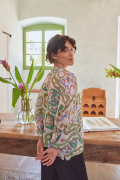 One Hundred StarsOne Hundred Stars Afternoon Tea Green KimonoTops - Blue Water Clothing