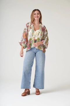 One Hundred StarsOne Hundred Stars Boho Garden Ecru KimonoTops - Blue Water Clothing