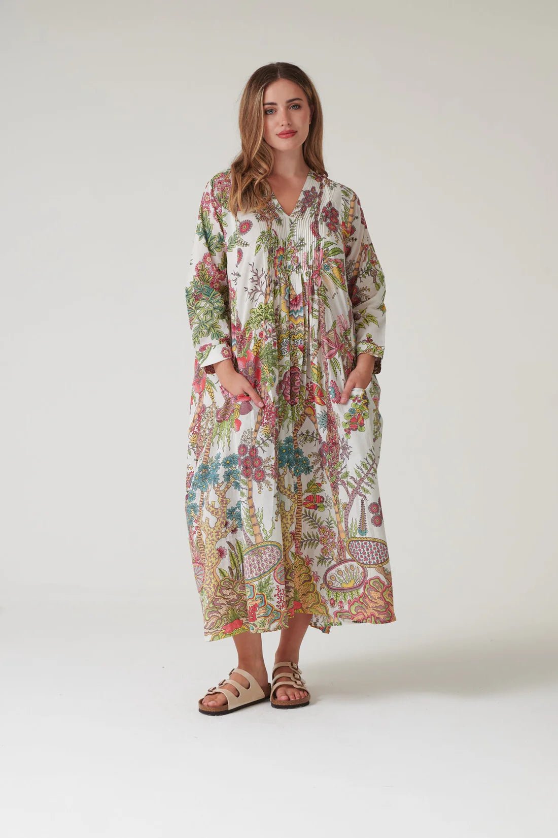 One Hundred StarsOne Hundred Stars Boho Garden Ecru Pinch Pleat DressDresses - Blue Water Clothing