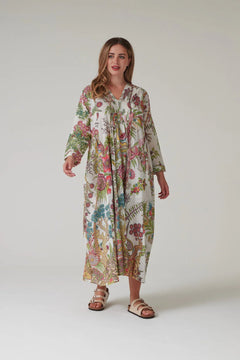 One Hundred StarsOne Hundred Stars Boho Garden Ecru Pinch Pleat DressDresses - Blue Water Clothing