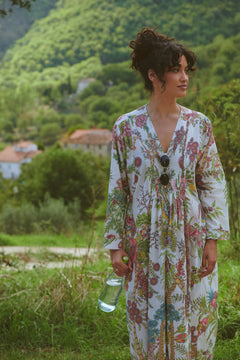 One Hundred StarsOne Hundred Stars Boho Garden Ecru Pinch Pleat DressDresses - Blue Water Clothing