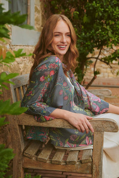 One Hundred StarsOne Hundred Stars Boho Garden Grey KimonoTops - Blue Water Clothing