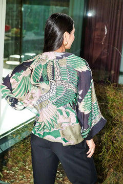 One Hundred StarsOne Hundred Stars Crane Emerald KimonoTops - Blue Water Clothing