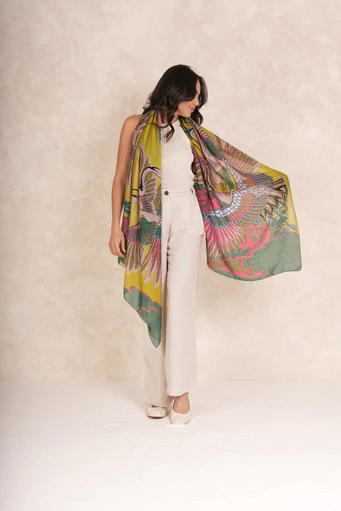 One Hundred StarsOne Hundred Stars Crane Olive ScarfAccessories - Blue Water Clothing