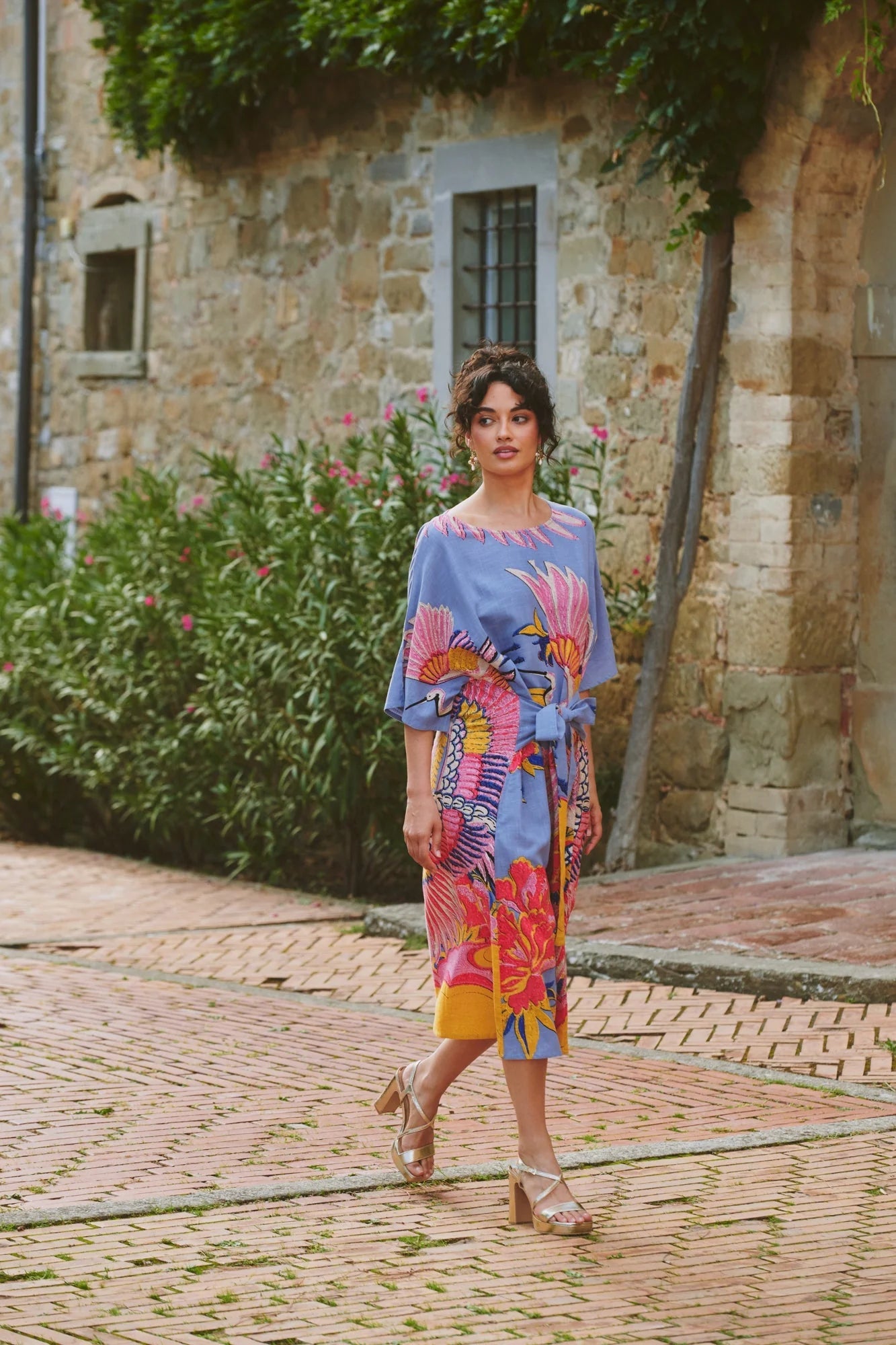 One Hundred StarsOne Hundred Stars Crane Periwinkle Obi DressDresses - Blue Water Clothing