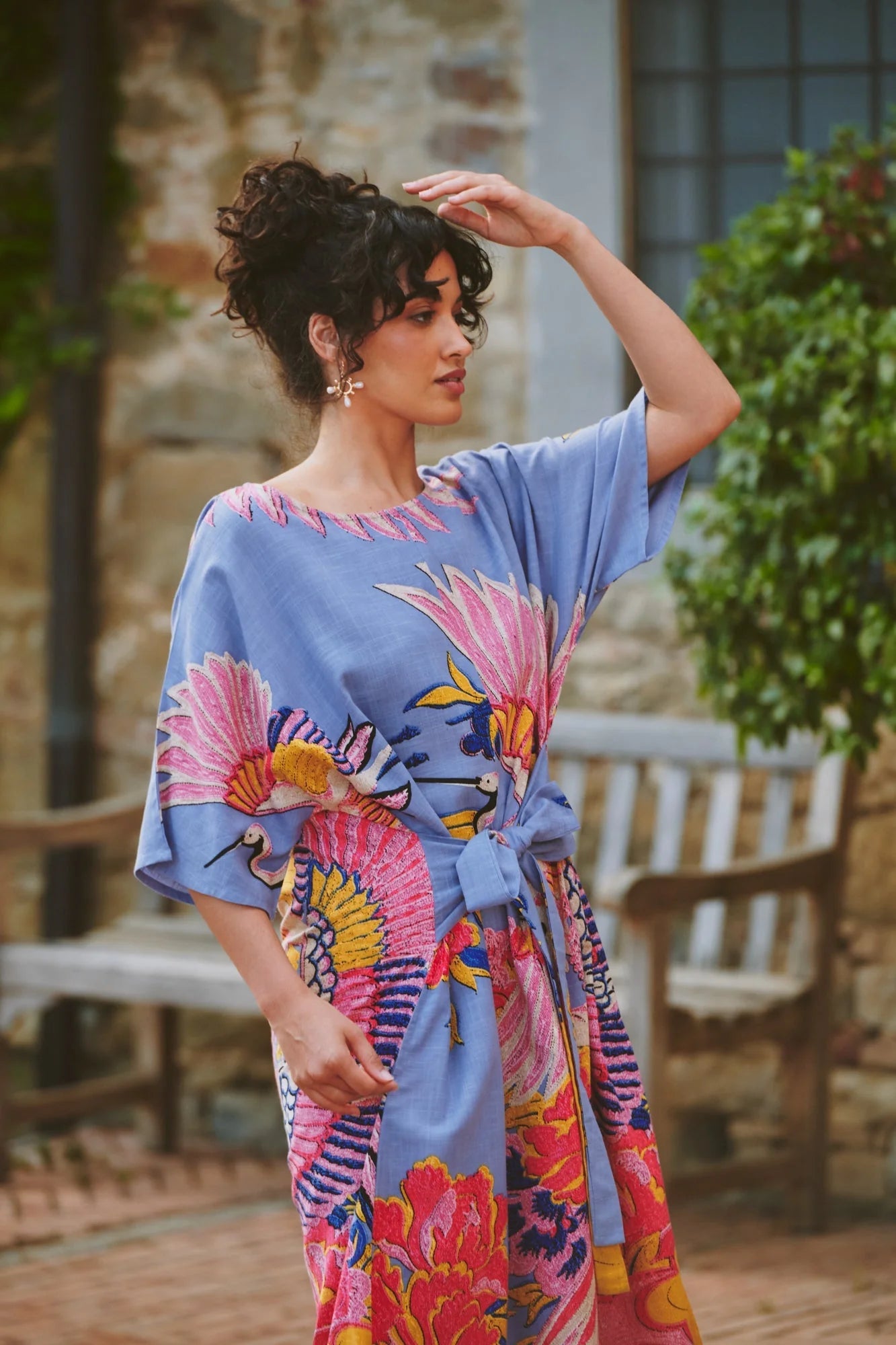 One Hundred StarsOne Hundred Stars Crane Periwinkle Obi DressDresses - Blue Water Clothing