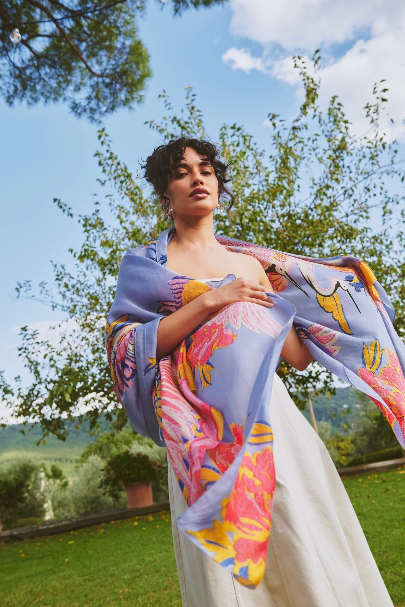 One Hundred StarsOne Hundred Stars Crane Periwinkle ScarfAccessories - Blue Water Clothing