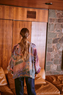One Hundred StarsOne Hundred Stars Crane Plum KimonoTops - Blue Water Clothing