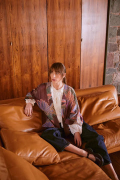 One Hundred StarsOne Hundred Stars Crane Plum KimonoTops - Blue Water Clothing