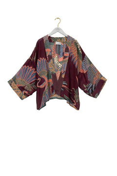 One Hundred StarsOne Hundred Stars Crane Plum KimonoTops - Blue Water Clothing