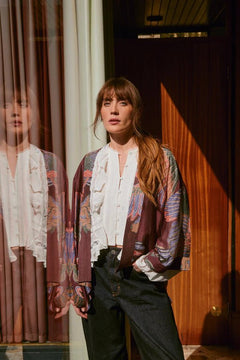 One Hundred StarsOne Hundred Stars Crane Plum KimonoTops - Blue Water Clothing