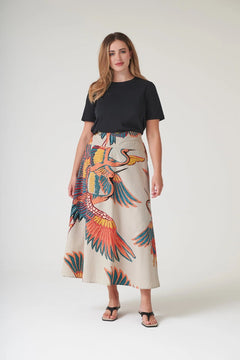 One Hundred StarsOne Hundred Stars Crane Stone A - line Maxi SkirtBottoms - Blue Water Clothing