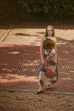 One Hundred StarsOne Hundred Stars Crane Stone A - line Maxi SkirtBottoms - Blue Water Clothing