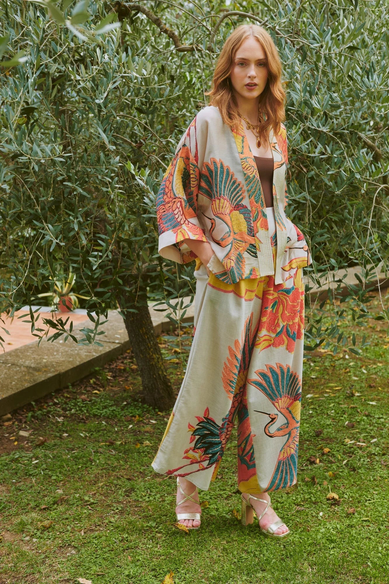 One Hundred StarsOne Hundred Stars Crane Stone Palazzo PantsBottoms - Blue Water Clothing